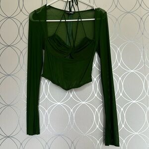 Corset style green top
